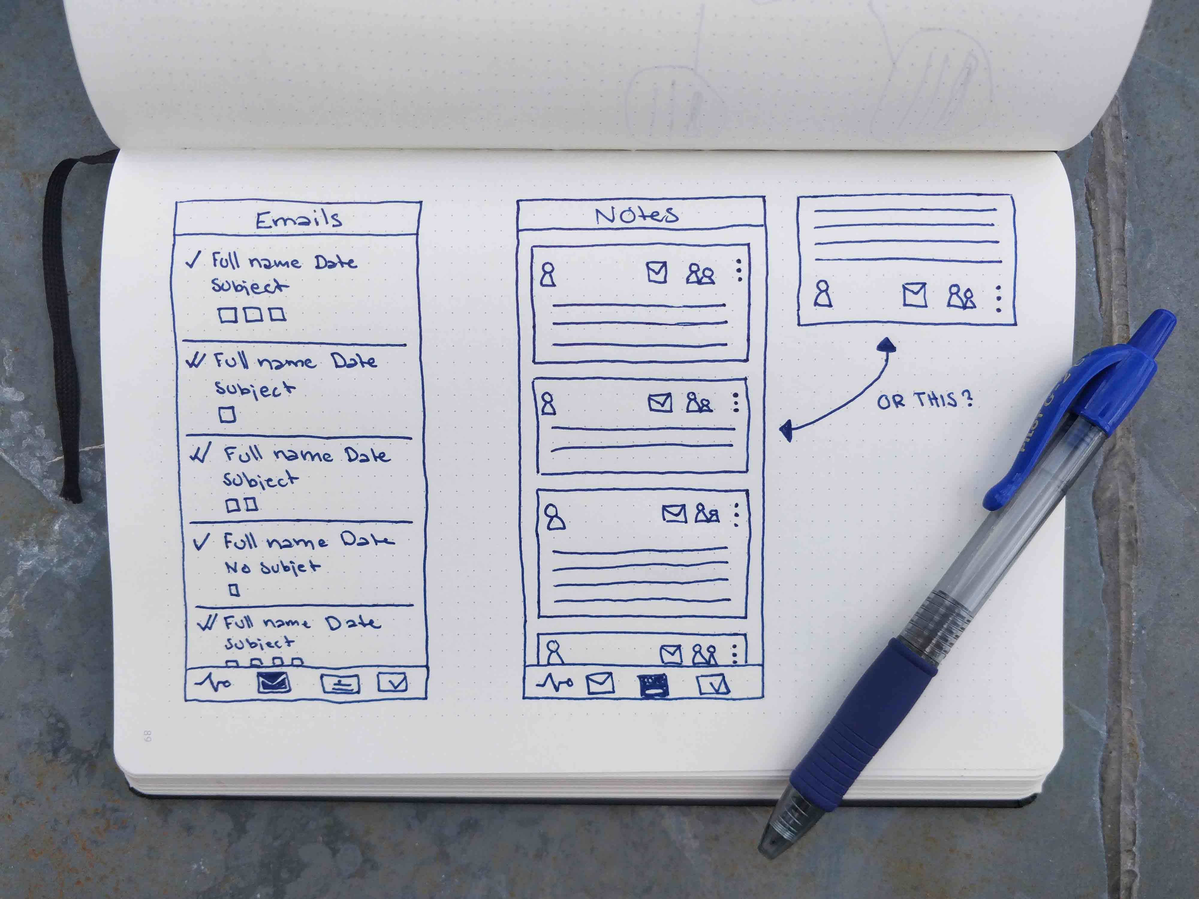 wireframes mobile app